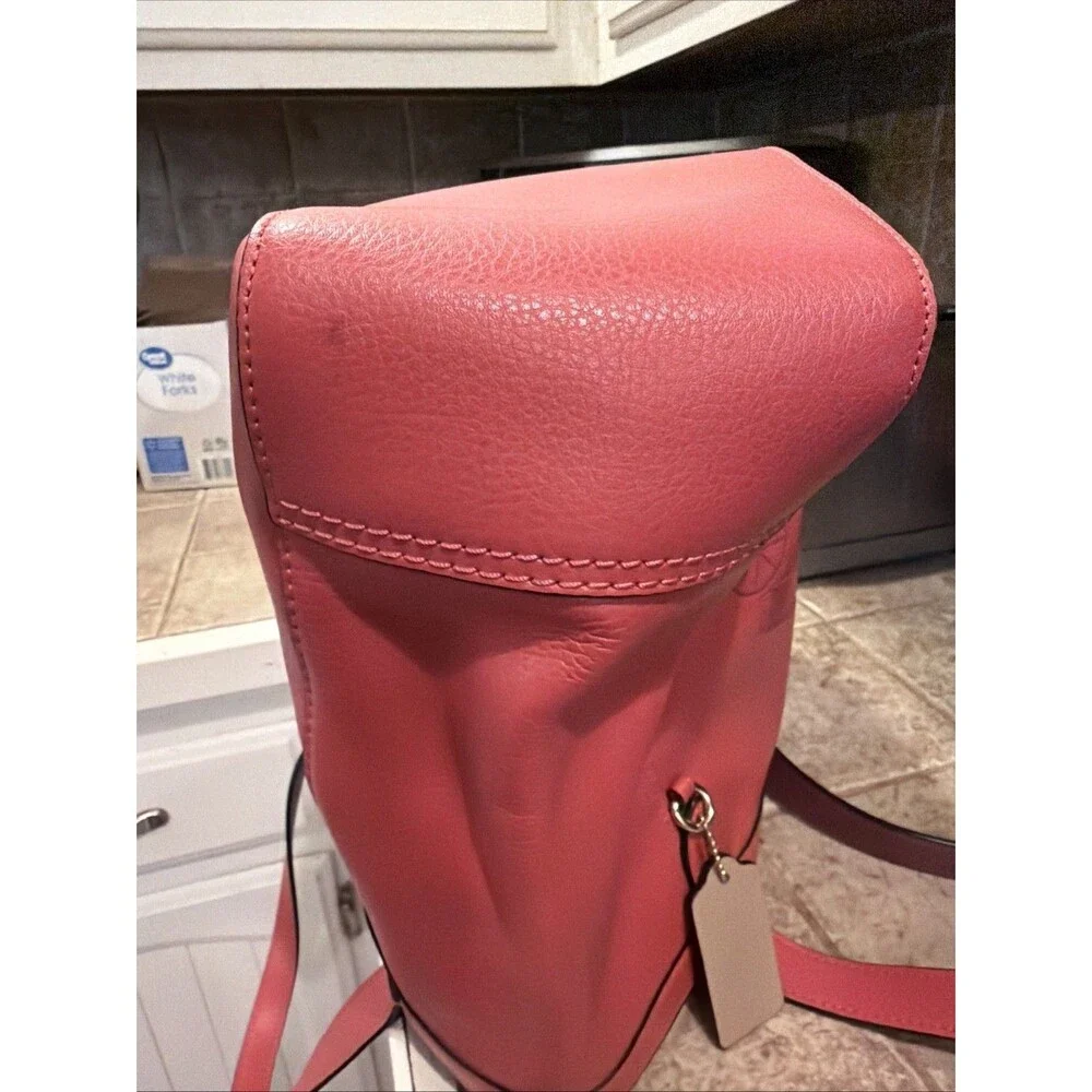 Coach C4063 MEDIUM Horse and Carriage Logo Salmon Pink Leather Tote